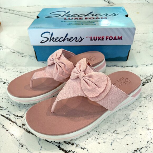 Sketchers Intergrades - Sweet Serene Platform Thong Sandals Light Pink Size 11 - Picture 1 of 6